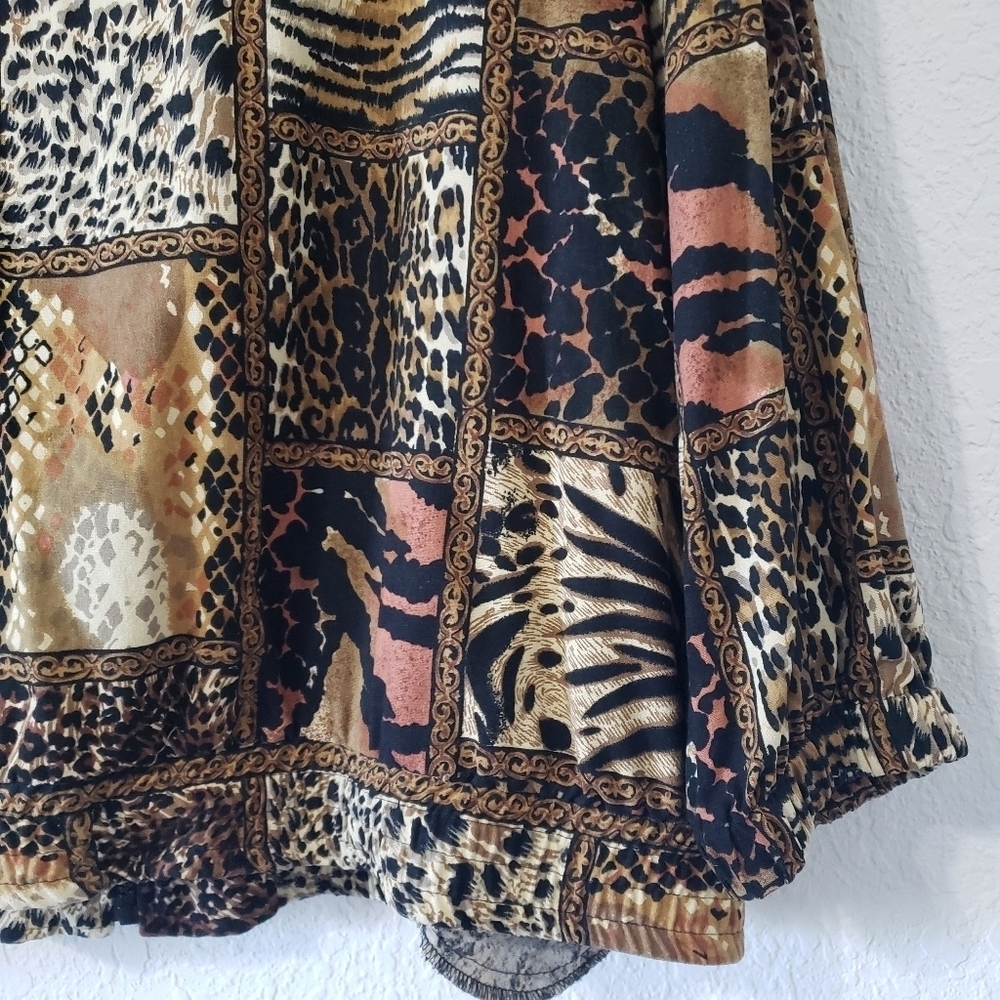 Vintage 80s 100% Silk Animal Print Windbreaker Bomber size 2XL - Picture 5 of 8